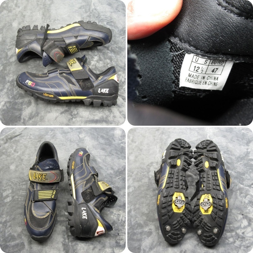 Lake Cycling Shoes Men 12.5 MX160 Blue Velcro Straps Cleats Mountain Biking